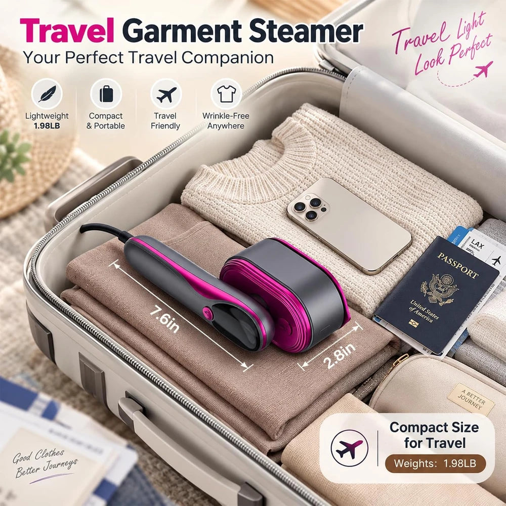 Portable Travel Garment Steamer — Wrinkle-Free in Minutes