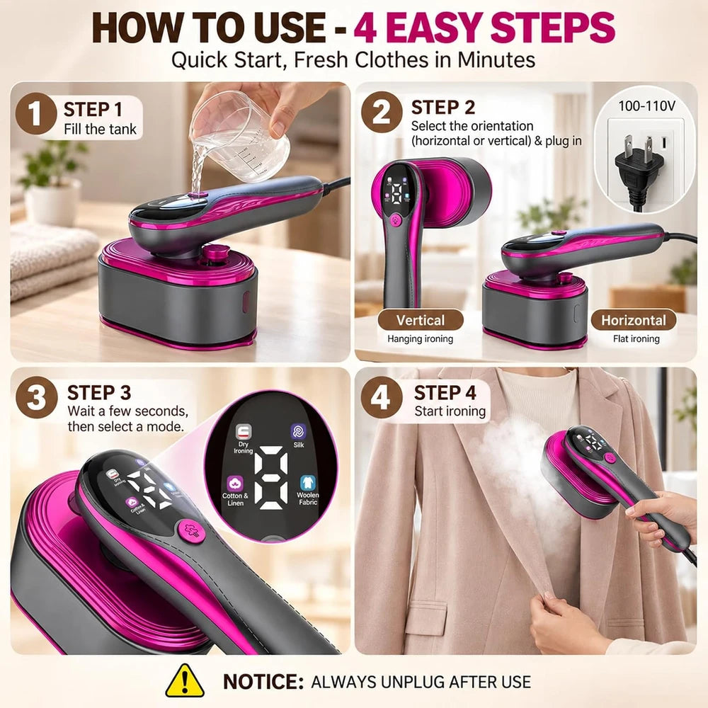 Portable Travel Garment Steamer — Wrinkle-Free in Minutes