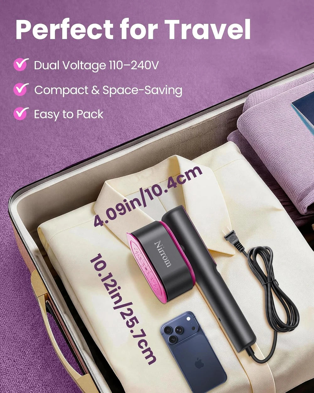 Dual Voltage Portable Clothes Steamer